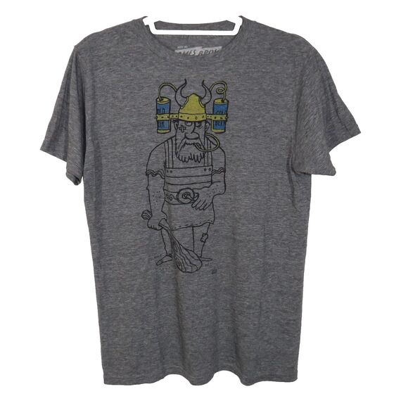 AMES BROS Men's Drunk Viking Drinking Cold Beer Hat T-Shirt Size Medium - Picture 1 of 4